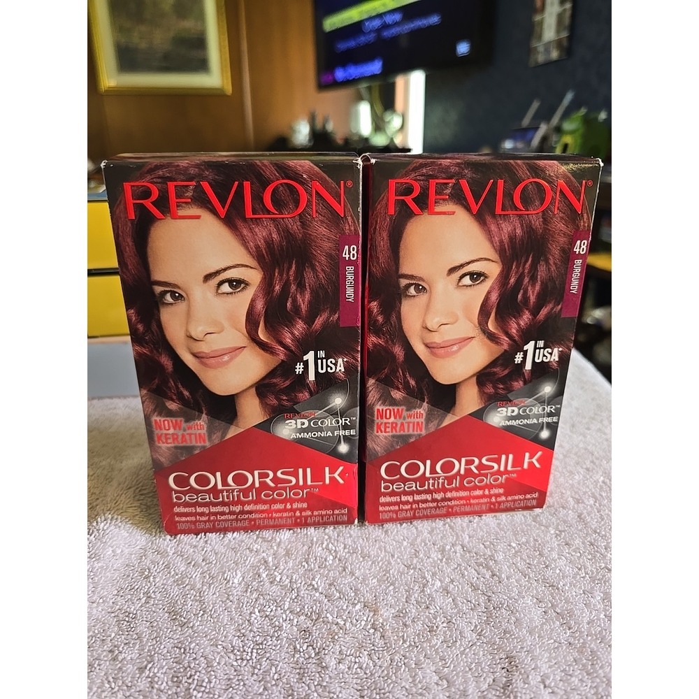 Revlon Burgundy Color #48 Beautiful Hair Dye with Keratin Lot of‎ 2 Boxes